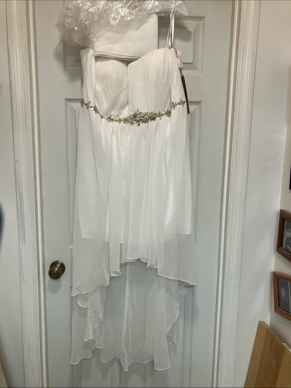 🆕 size 22 women’s Ivory chiffon  hi\low Dress with bling drop empire waist